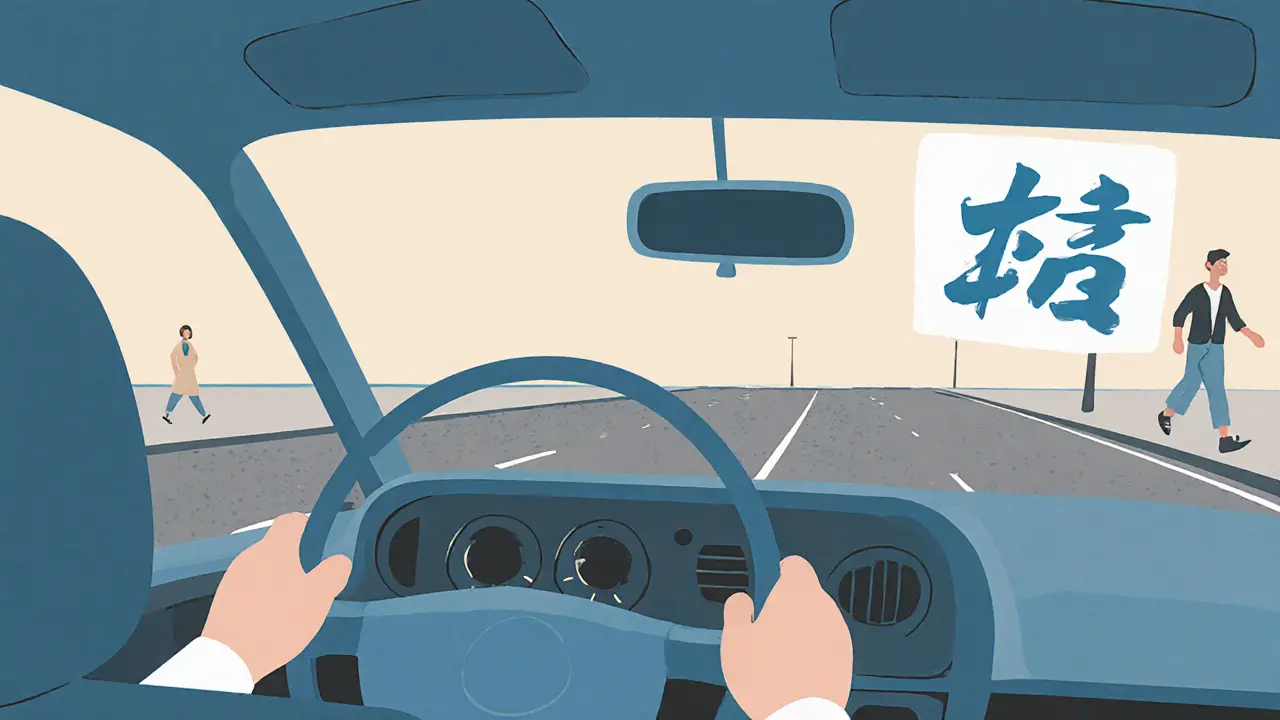 Новичок аккуратно паркуется, виден знак «У» на заднем стекле, вокруг мало машин.