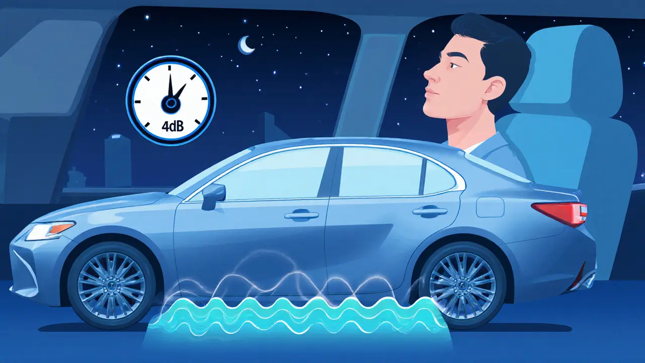 Lexus ES с трехслойными окнами и уровнем шума 40 дБ в ночном салоне