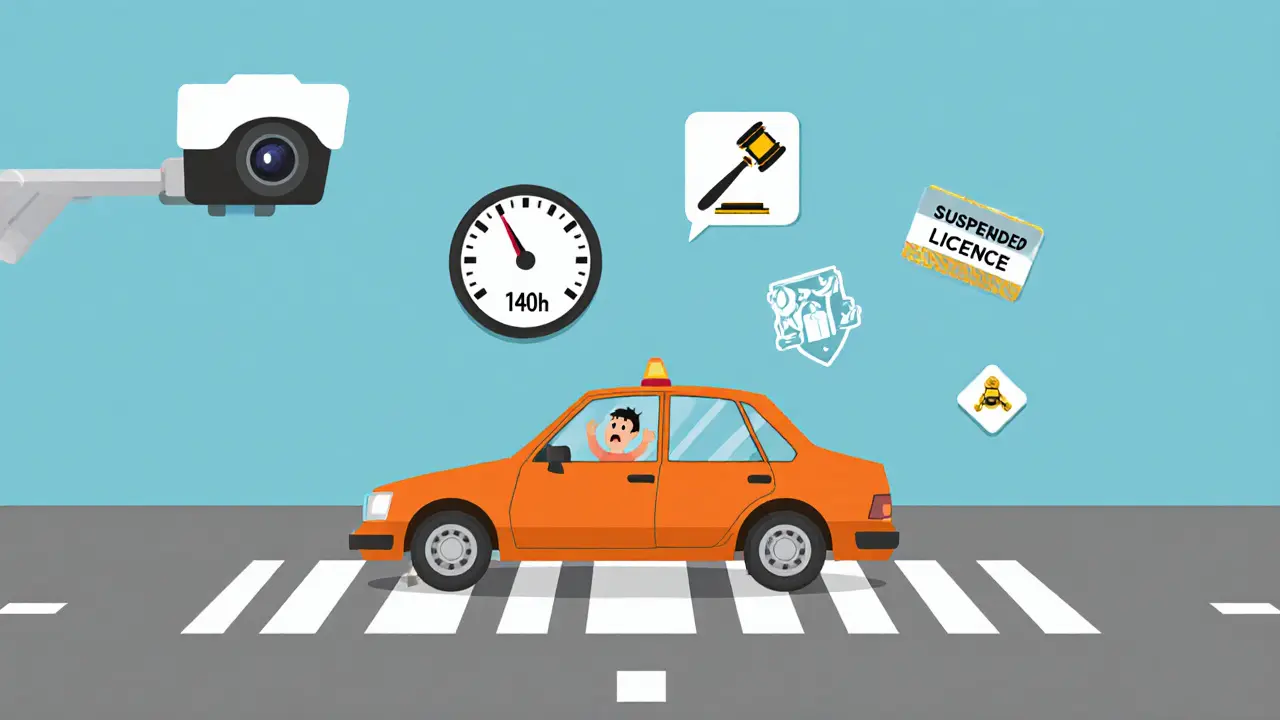 Машина пересекла сплошную линию, камера фиксирует нарушение скорости.