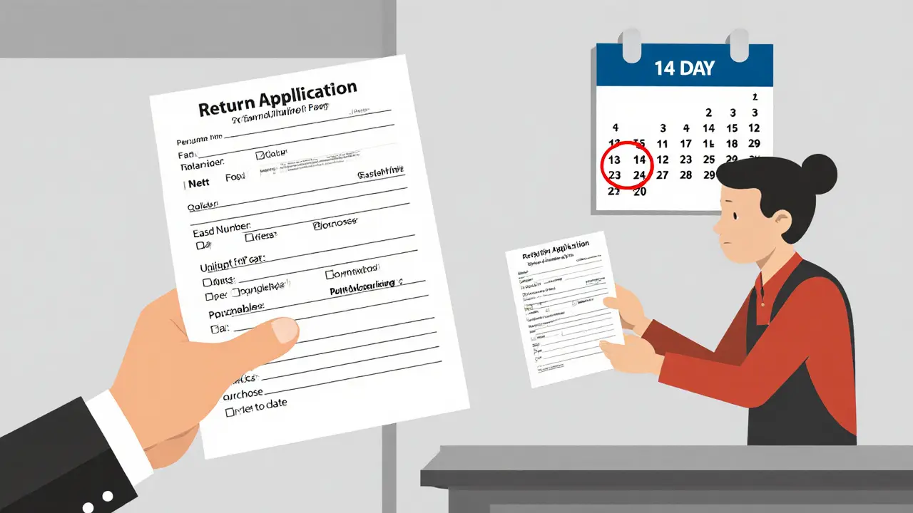 Покупатель подаёт заявление на возврат автозапчасти в магазине.