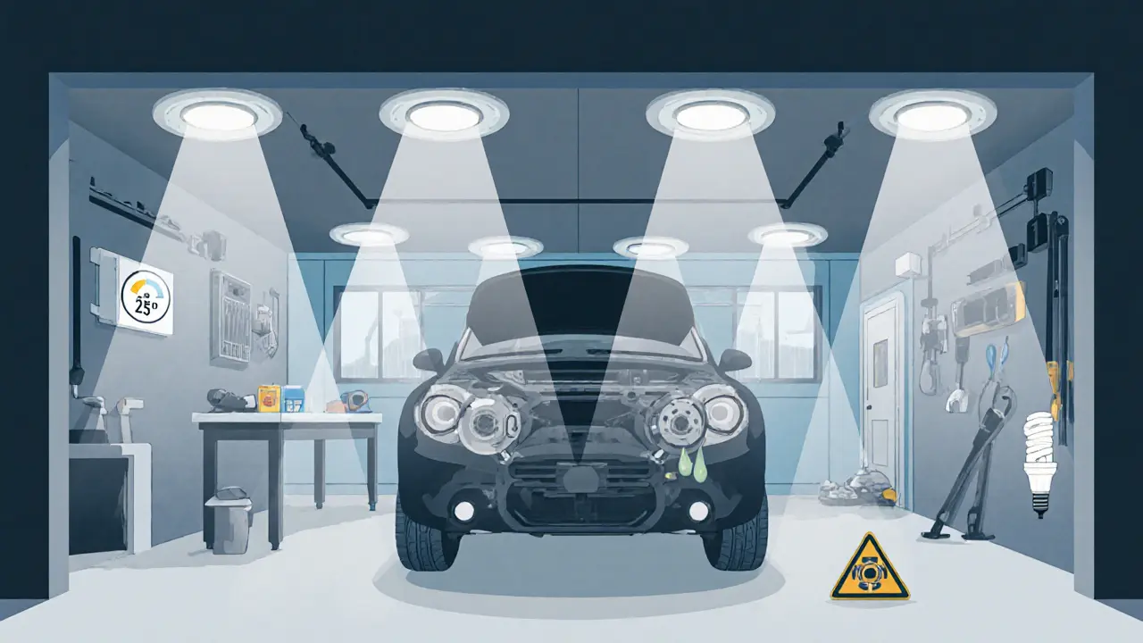 Освещение в гараже: LED против люминесцентных ламп - что выбрать в 2025 году