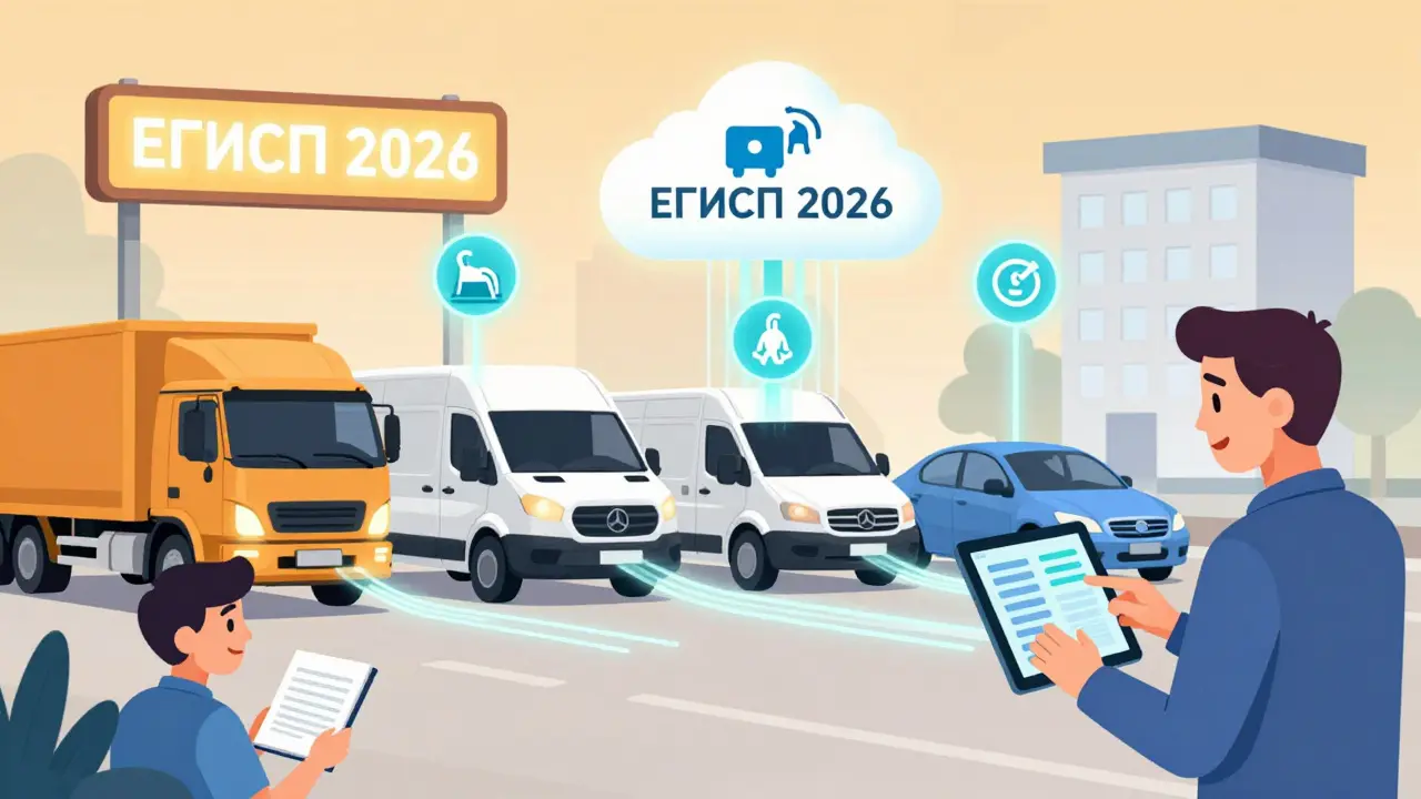 Флот автомобилей передает данные в систему ЕГИСП 2026 через облако.