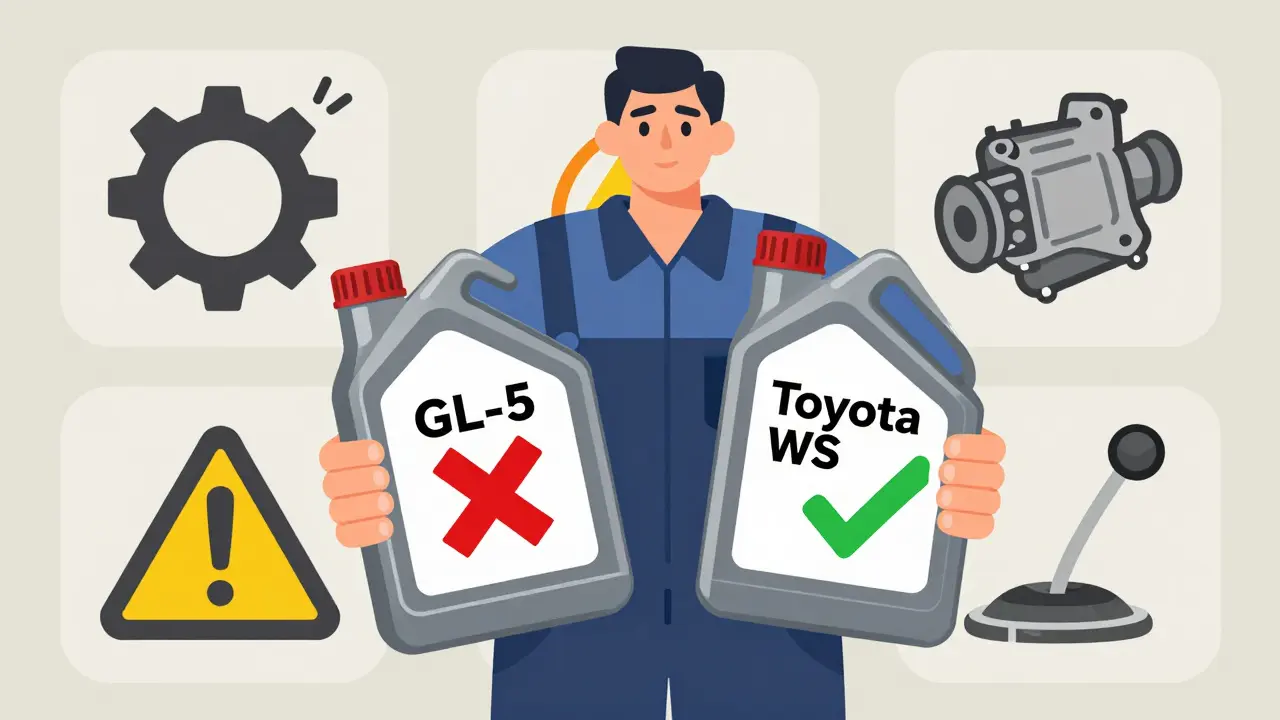 Механик выбирает правильное масло для трансмиссии, отвергая неподходящее с красным крестом