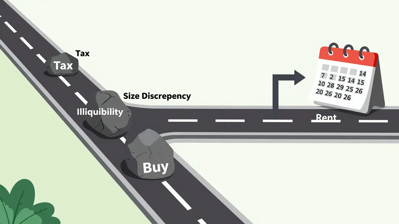 Дорога выбора: путь покупки с препятствиями, путь аренды — свободный, с растущими ценами на парковки.