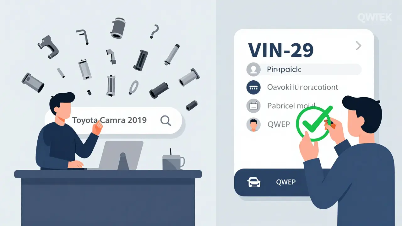 Сравнение поиска запчастей по марке и по VIN: слева хаос, справа точный результат