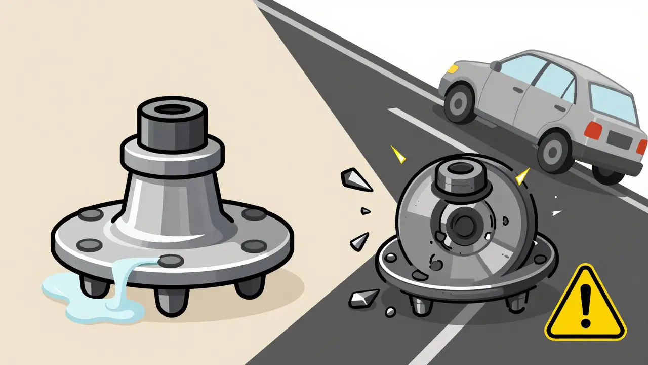 Сравнение исправного и поврежденного подшипника: один работает плавно, другой разрушается и искрит.