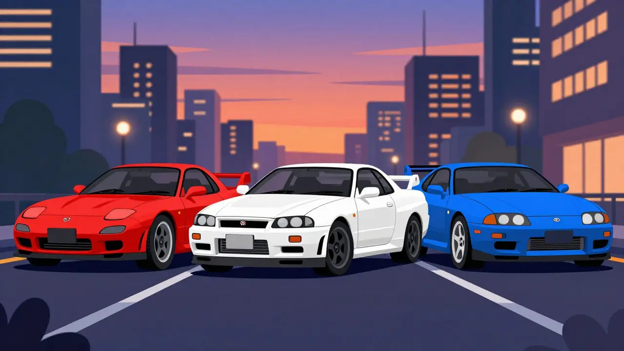 Японские легенды 90-х: сравнение Nissan Skyline GT‑R, Toyota Supra и Mazda RX‑7