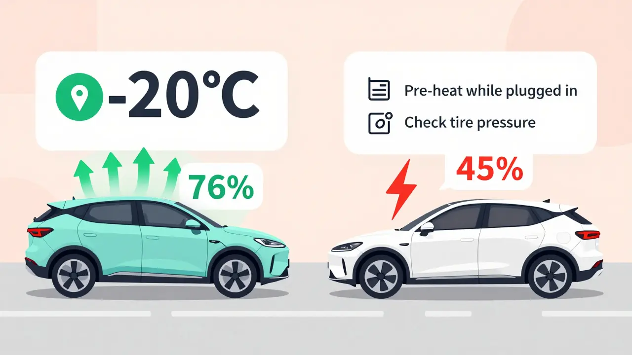 Сравнение электромобиля с тепловым насосом и без него при морозе -20°C с советами по экономии заряда