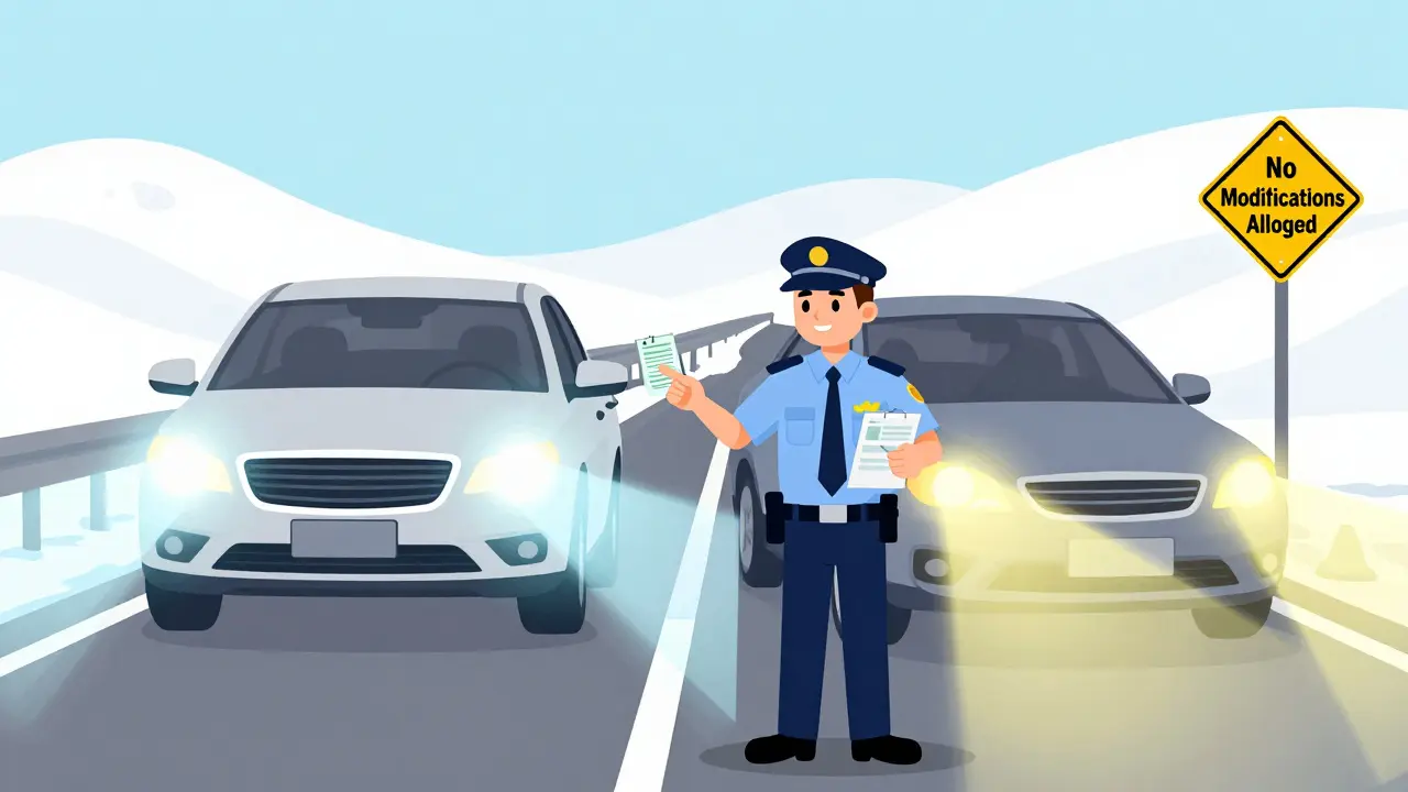 Сравнение неправильных и правильных противотуманных фар: один вариант ослепляет, другой — безопасен.