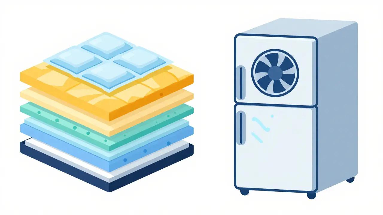 Сравнение схем работы термопакета и активного автохолодильника