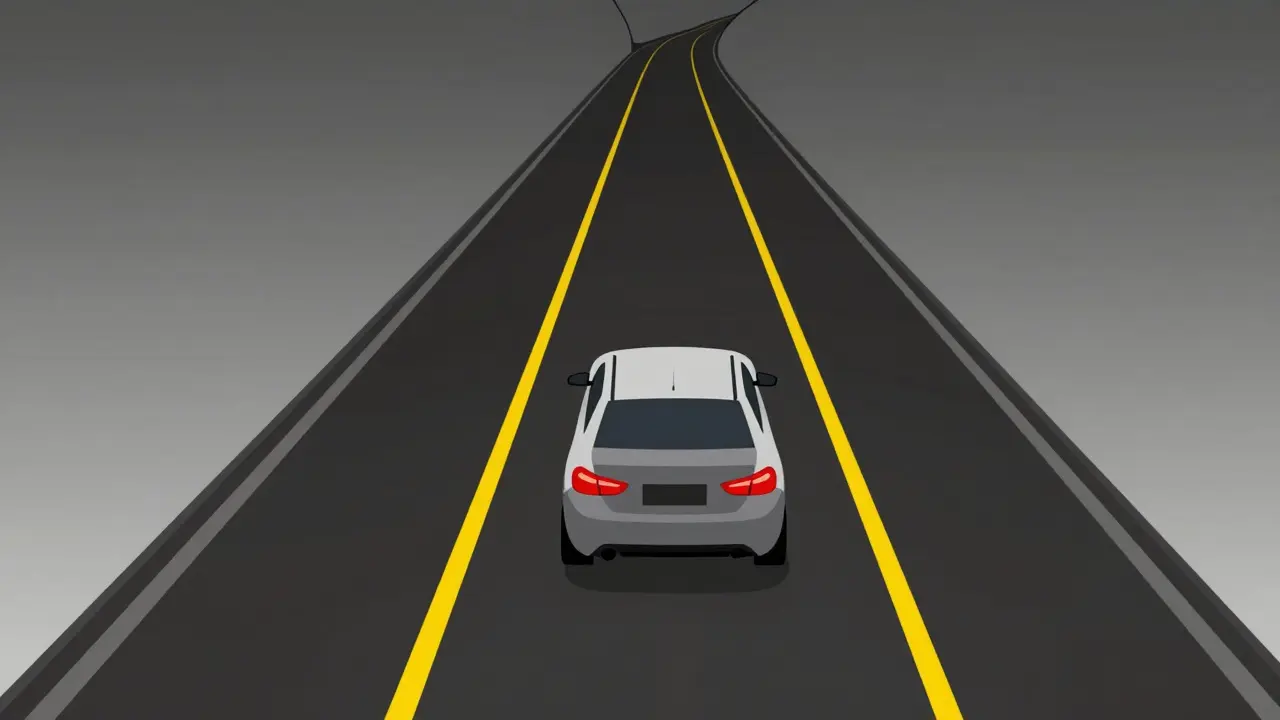 Сужение поля зрения на высокой скорости, вид из салона автомобиля