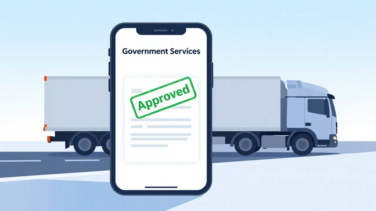 Цифровая регистрация автомобиля через приложение в современном стиле иллюстрации