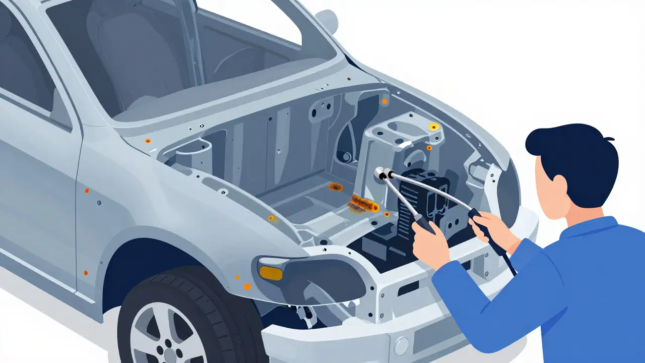 Диагностика скрытой коррозии кузова автомобиля с помощью эндоскопа