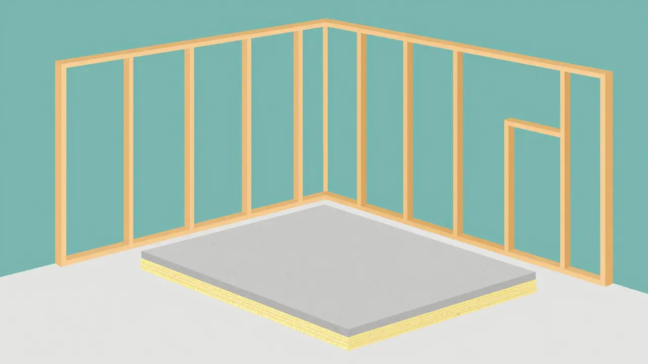 Процесс утепления стен и пола в гараже в векторном стиле