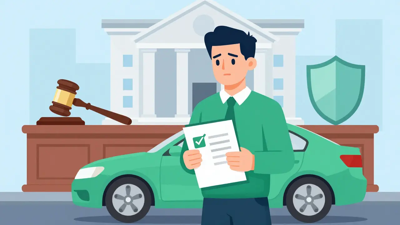 Уверенный автовладелец с документами перед судом