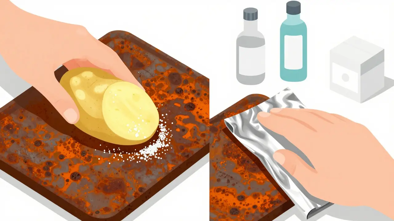 Плоский дизайн: удаление ржавчины картофелем и фольгой
