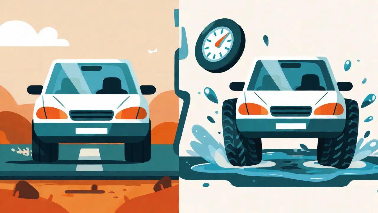 Car driving issues due to wrong tire size illustration